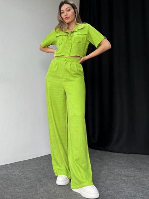 Summer Women's Short-Sleeved Shirt and Trousers Two-Piece Set