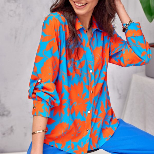 Elegant Printed Long Sleeve Cardigan Shirt for Spring and Autumn