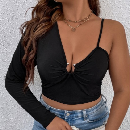 Summer Solid Sexy Top for Plus Size Women