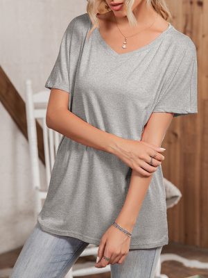 Summer Round Neck Loose Casual Short Sleeve T-Shirt Top for Women