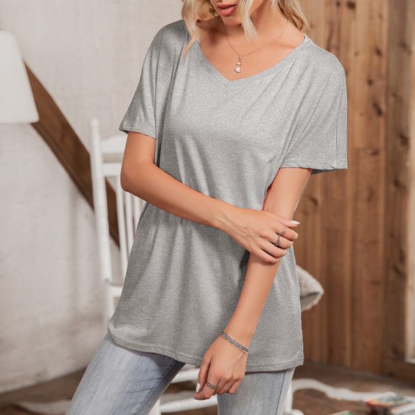 Summer Round Neck Loose Casual Short Sleeve T-Shirt Top for Women