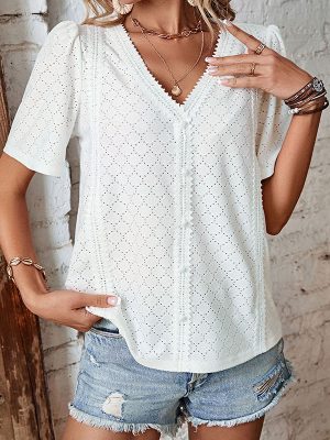 Summer White Short-Sleeved Shirt for Women