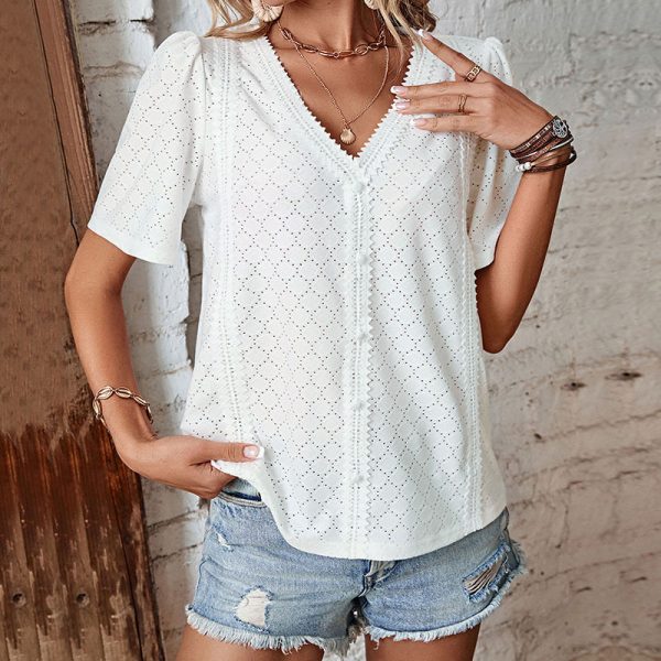 Summer White Short-Sleeved Shirt for Women