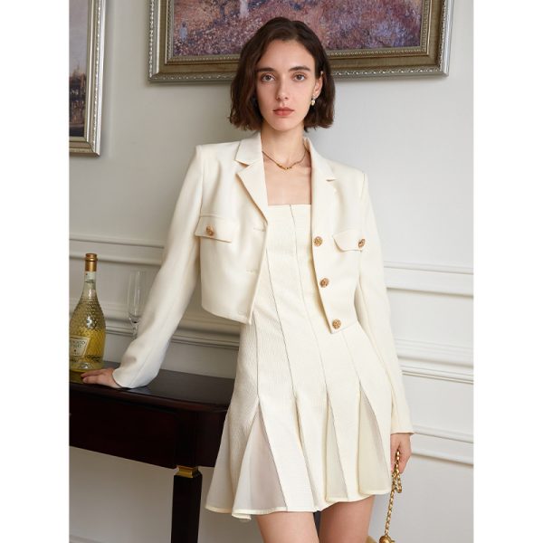 High Waist Tube Top Dress Blazer Set