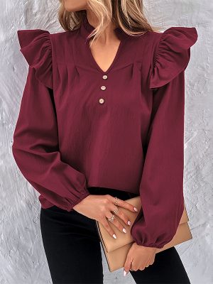 Autumn/Winter Solid Color Loose Shirt for Women