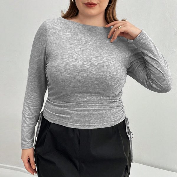 Plus Size Long-Sleeved Slim Fit Inner Bottoming Shirt for Office Wear