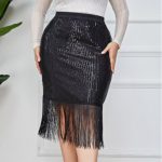Plus Size Retro Sequined Tassel Skirt