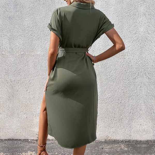 Split Solid Color Dress for Stylish Summer Women