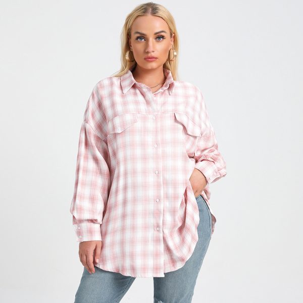 Plus Size Plaid Oversized Shirt