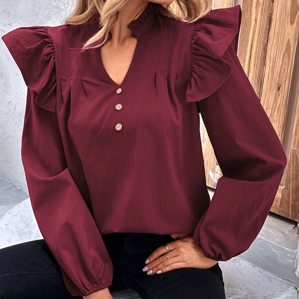 Autumn/Winter Solid Color Loose Shirt for Women