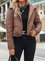 Casual Zipper Cotton Hooded Jacket for Women