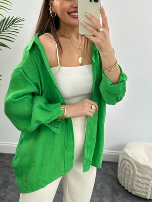 Spring Autumn Solid Color Loose Hanging Shoulder Cardigan Long Sleeve Shirt for Women