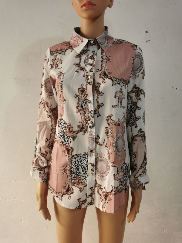 Women's Loose Baroque Digital Printing Single-Breasted Cardigan Shirt