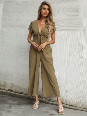 Sexy V-Neck Cropped Jumpsuit: Summer Glam
