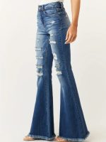 High Waist Ripped Bell-Bottom Women's Jeans
