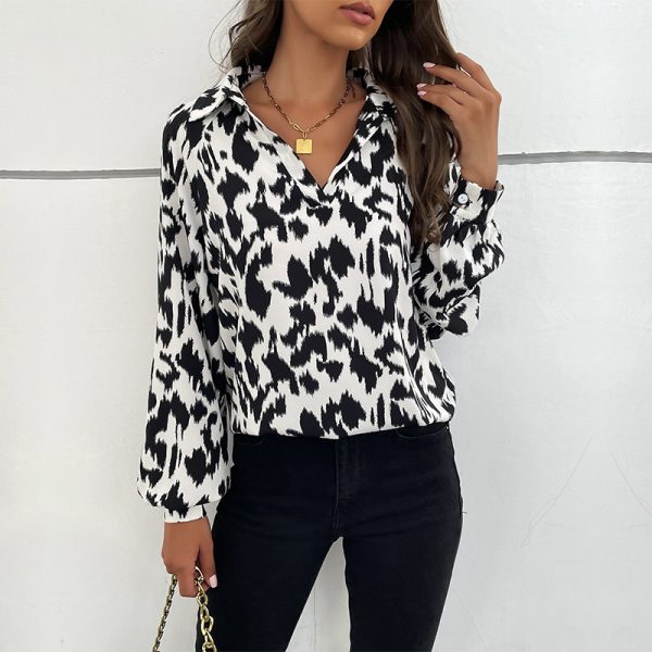 Spring Elegance: Printed Long Sleeve Polo Shirt