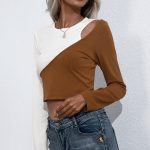 F/W Slim Cropped Contrast Colors T-shirt
