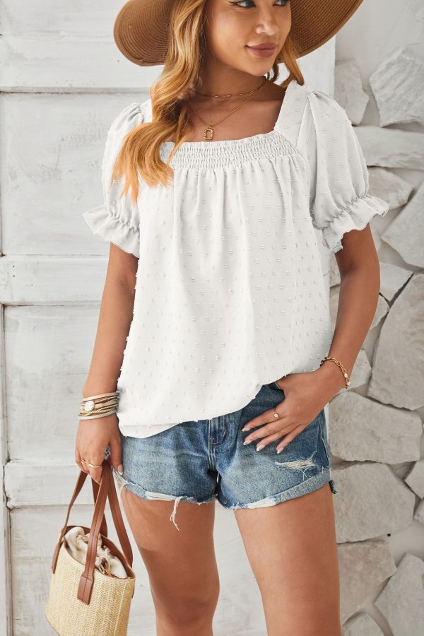 Chiffon Fur Ball Short-Sleeved Shirt: Chic Style for Spring/Summer