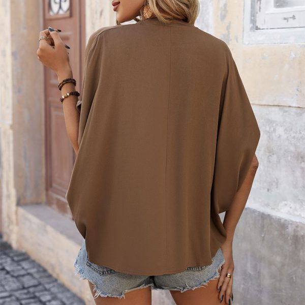 Batwing Sleeve Solid Color Shirt: Effortless Summer Style