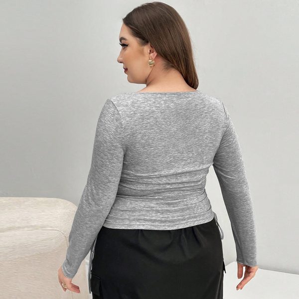 Plus Size Long-Sleeved Slim Fit Inner Bottoming Shirt for Office Wear