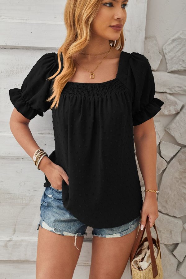 Chiffon Fur Ball Short-Sleeved Shirt: Chic Style for Spring/Summer