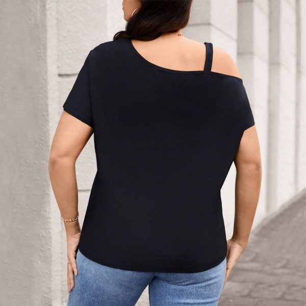 Plus Size Elegant One Shoulder T-Shirt