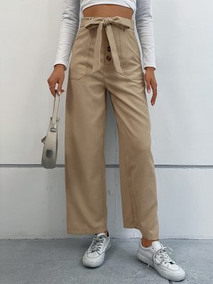 Effortless Style: Straight Solid Color Casual Trousers