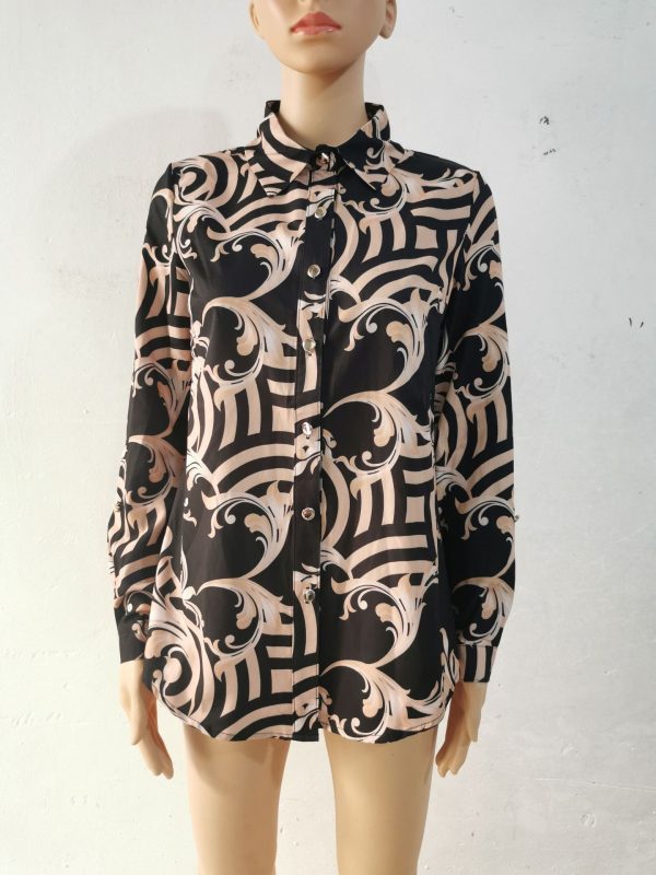 Women's Loose Baroque Digital Printing Single-Breasted Cardigan Shirt