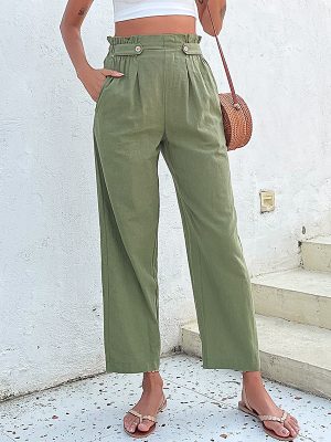 Solid Color Cropped Straight Pants for Stylish Summer Days