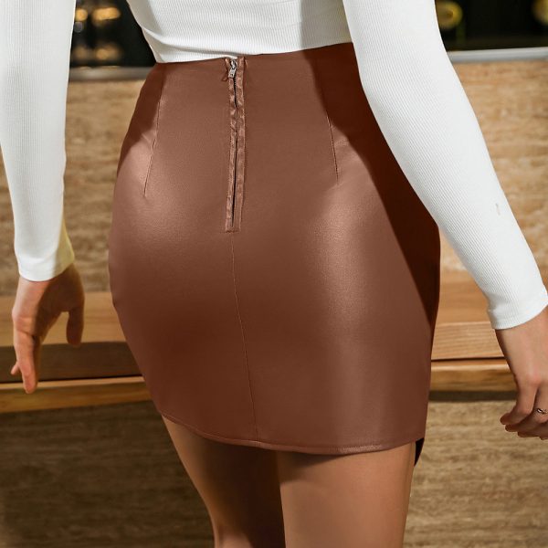 Office-Ready Slim Fit Sexy Leather Short Skirt for Women