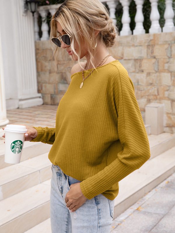 Spring Off-Shoulder Long Sleeve T-Shirt for Women