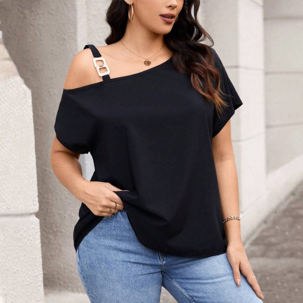 Plus Size Elegant One Shoulder T-Shirt