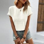 Women Knitwear Casual Top round Neck T shirt Slimming