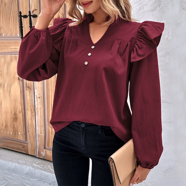 Autumn/Winter Solid Color Loose Shirt for Women