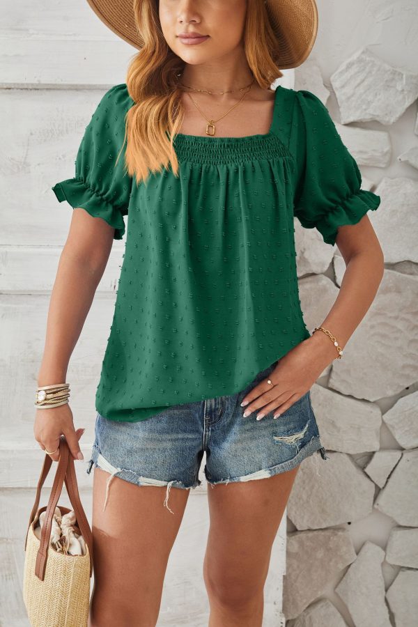 Chiffon Fur Ball Short-Sleeved Shirt: Chic Style for Spring/Summer