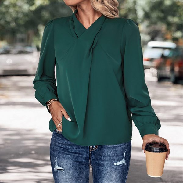 Autumn Solid Color Pullover: Cozy Style for Women