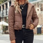 Casual Zipper Cotton Hooded Jacket for Women