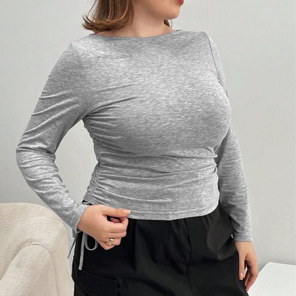 Plus Size Long-Sleeved Slim Fit Inner Bottoming Shirt for Office Wear