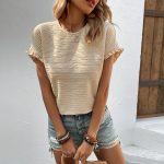 Women Knitwear Casual Top round Neck T shirt Slimming
