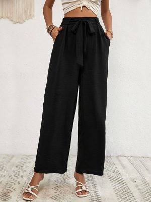 Black Wide Leg Pants for Women's Casual Summer Style