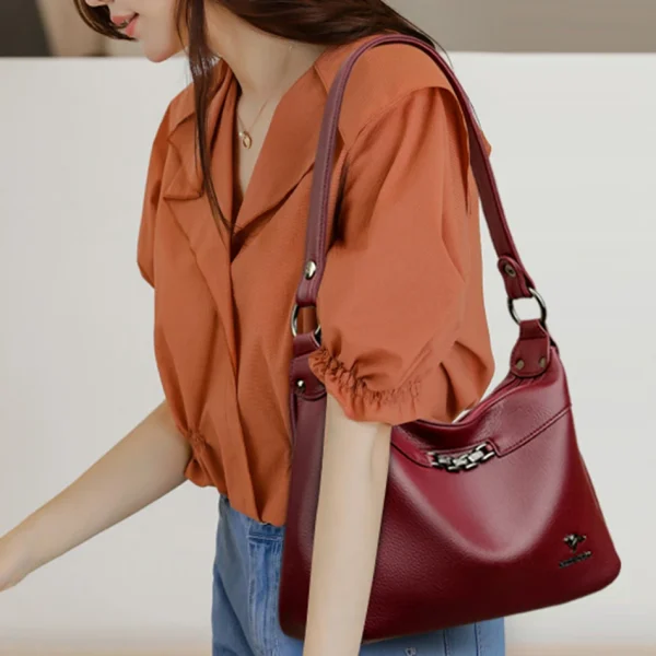 Many Pockets Chic Eco Leather Crossbody Bag