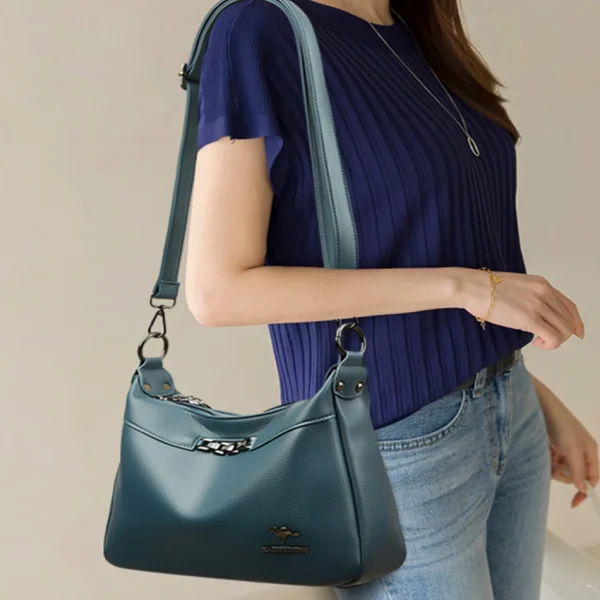 Many Pockets Chic Eco Leather Crossbody Bag