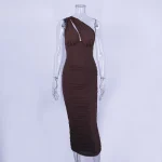 Party Midi Dress, Eco Chic, Cutout, One-Shoulder