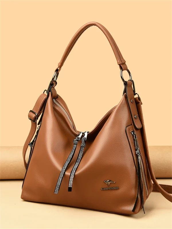 High Quality Ethical Leather Shoulder Bag: Chic & Spacious