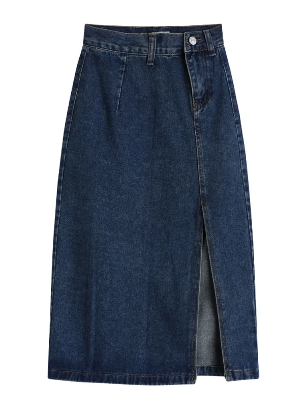 Blue Eco Denim Midi Skirt