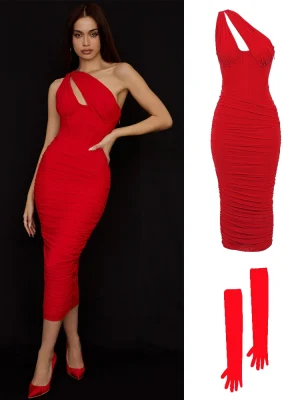 Summer-Midi-Mesh-Dress-Bodycon-One-Shoulder-Eveining-Night-Party-Dresse-Cut-Out-Draped-Women-Birthday-1