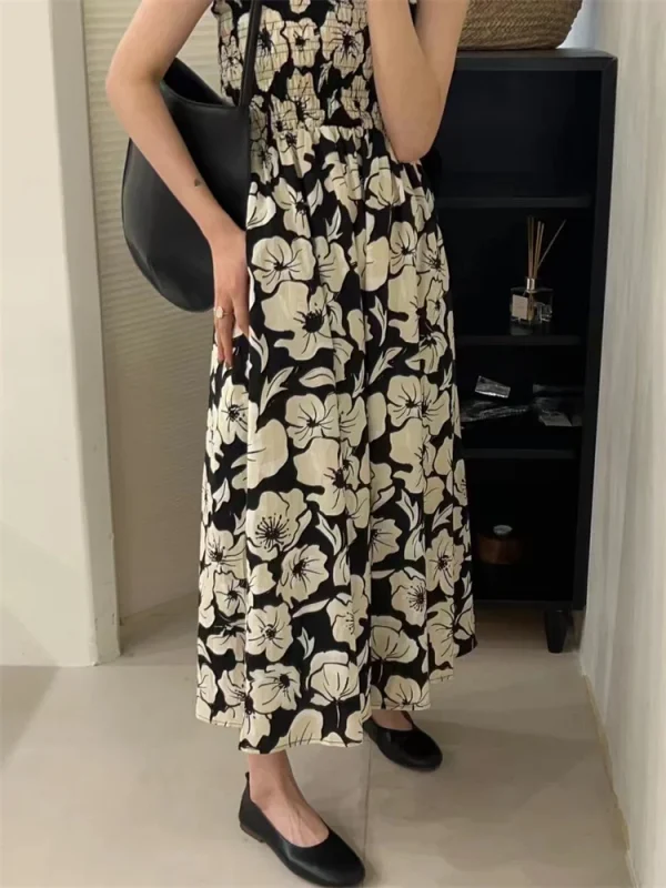 Floral Eco Midi Dress: Sleeveless, Pockets