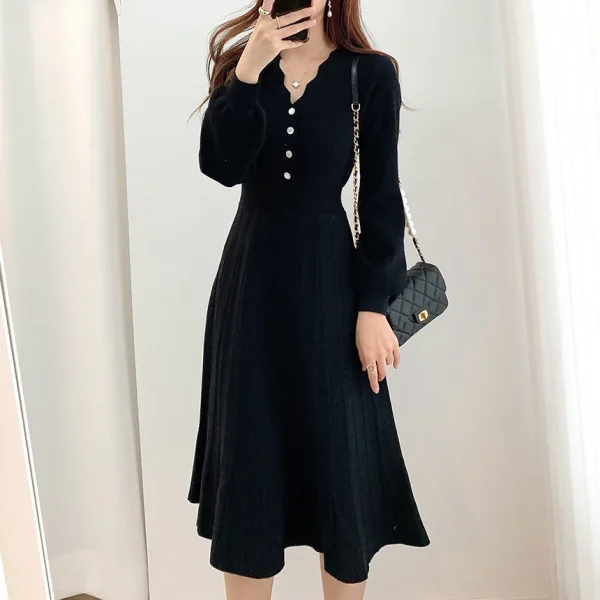 Korean Pleated Sweater Dress: Vintage & Eco Chic