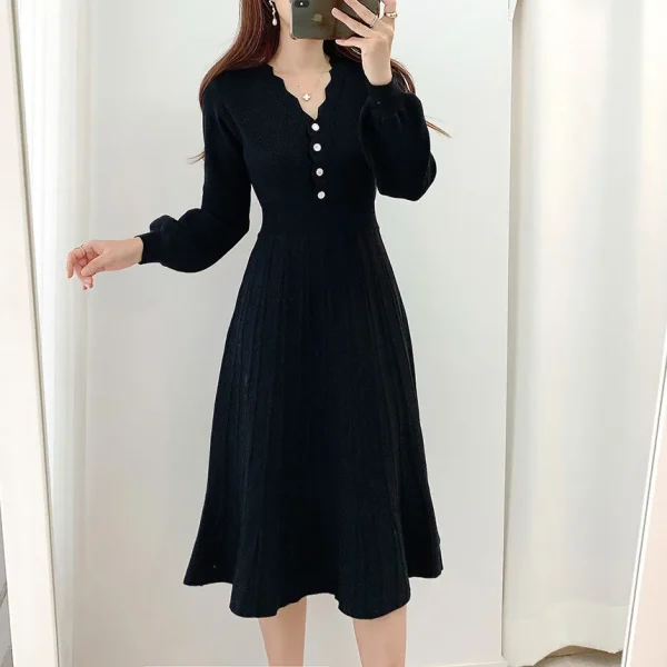 Korean Pleated Sweater Dress: Vintage & Eco Chic