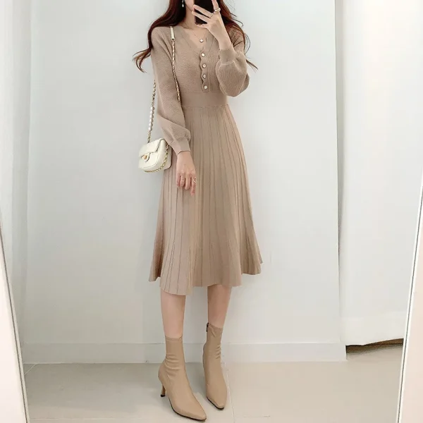 Korean Pleated Sweater Dress: Vintage & Eco Chic